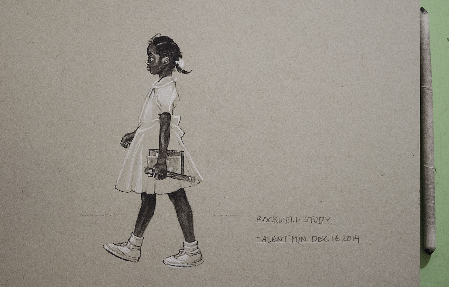 Rockwell Study, 4" x 5", conté pencil on toned paper.