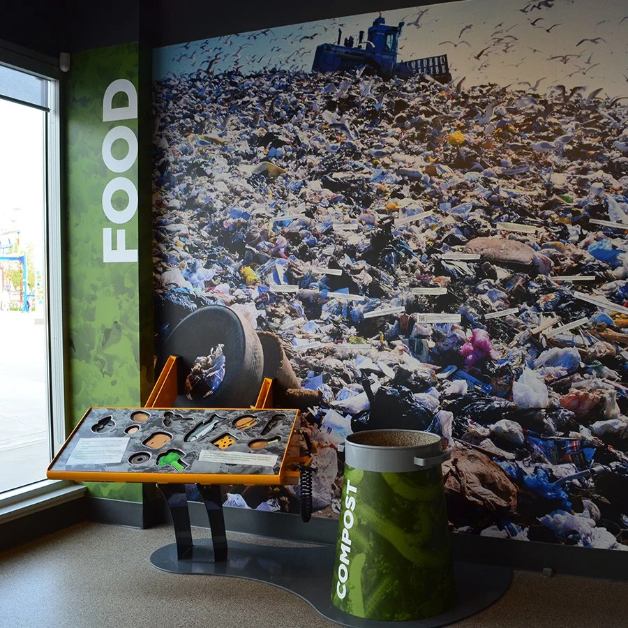 Food Area with waste sorting game.