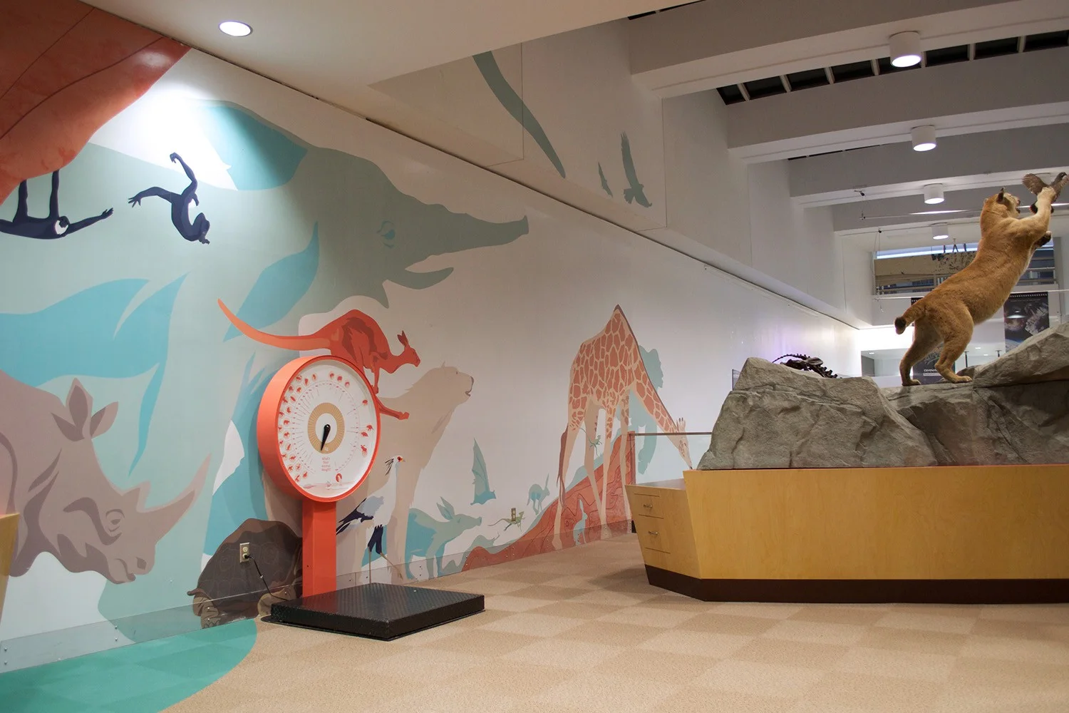 Animal mural I illustrated, at the entrance of the gallery.