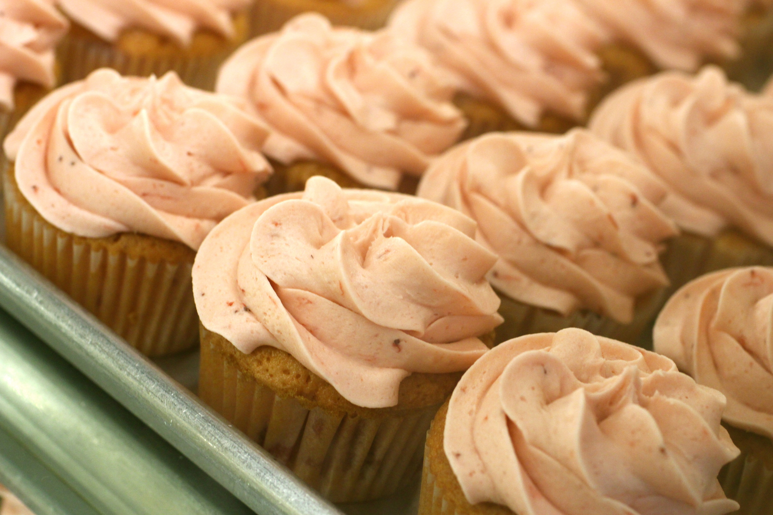 "Strawberry" - strawberry cake topped with strawberry icing (it has real strawberries)!