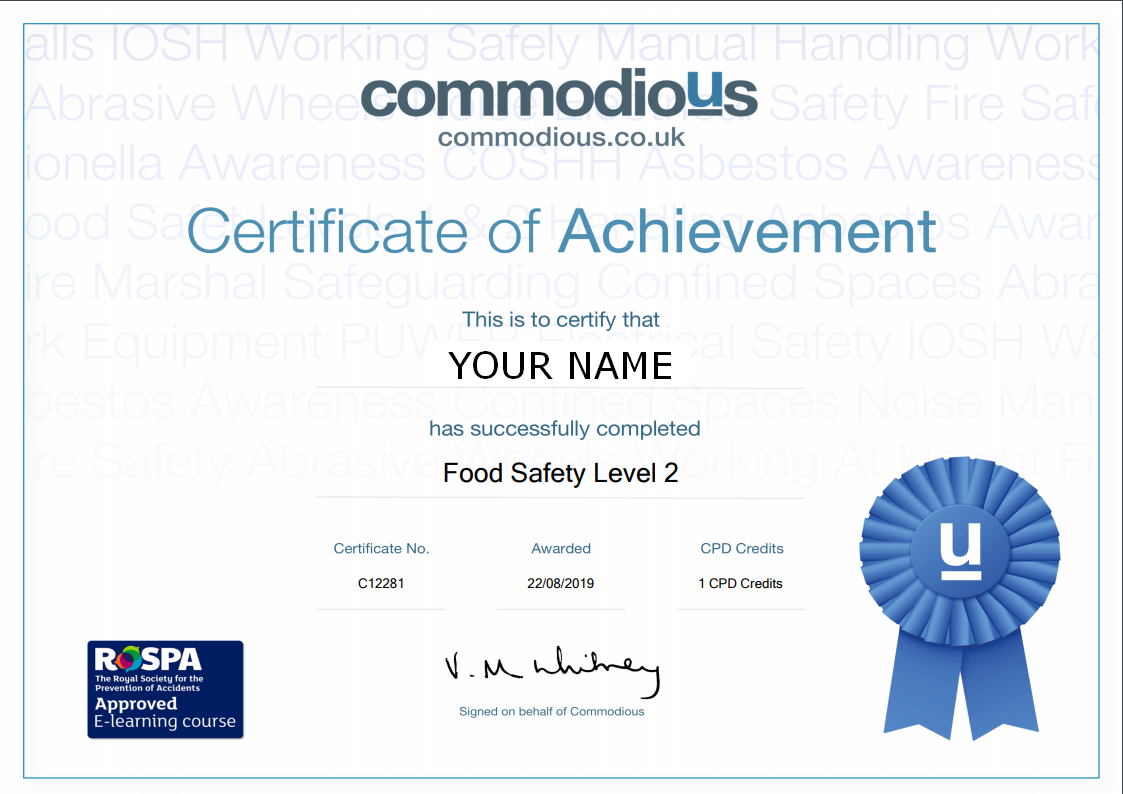 Food Hygiene Certificate & Baking at Home — Commodious