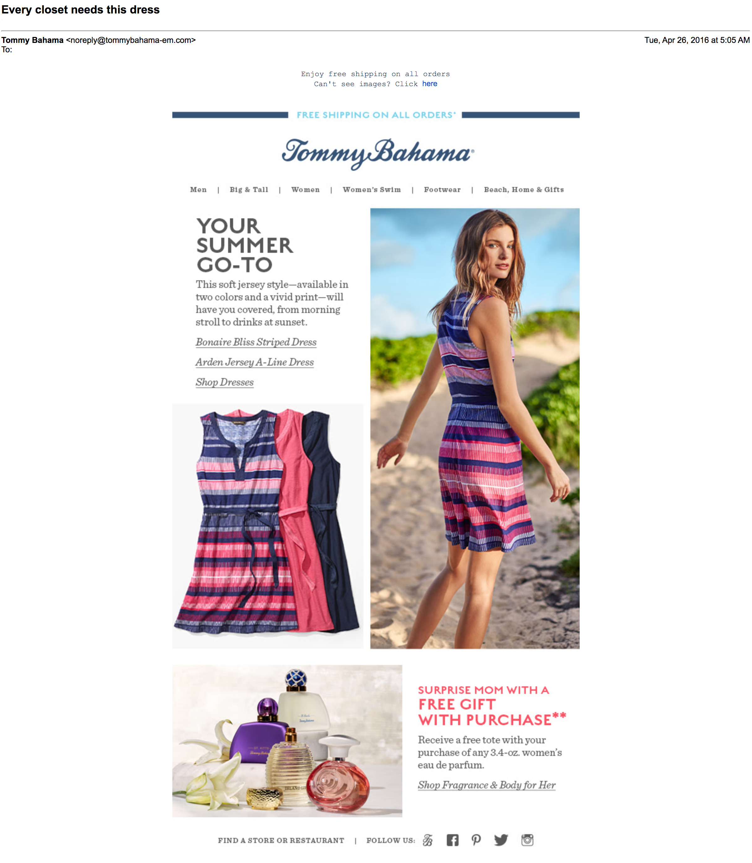 Above: Tommy Bahama emails