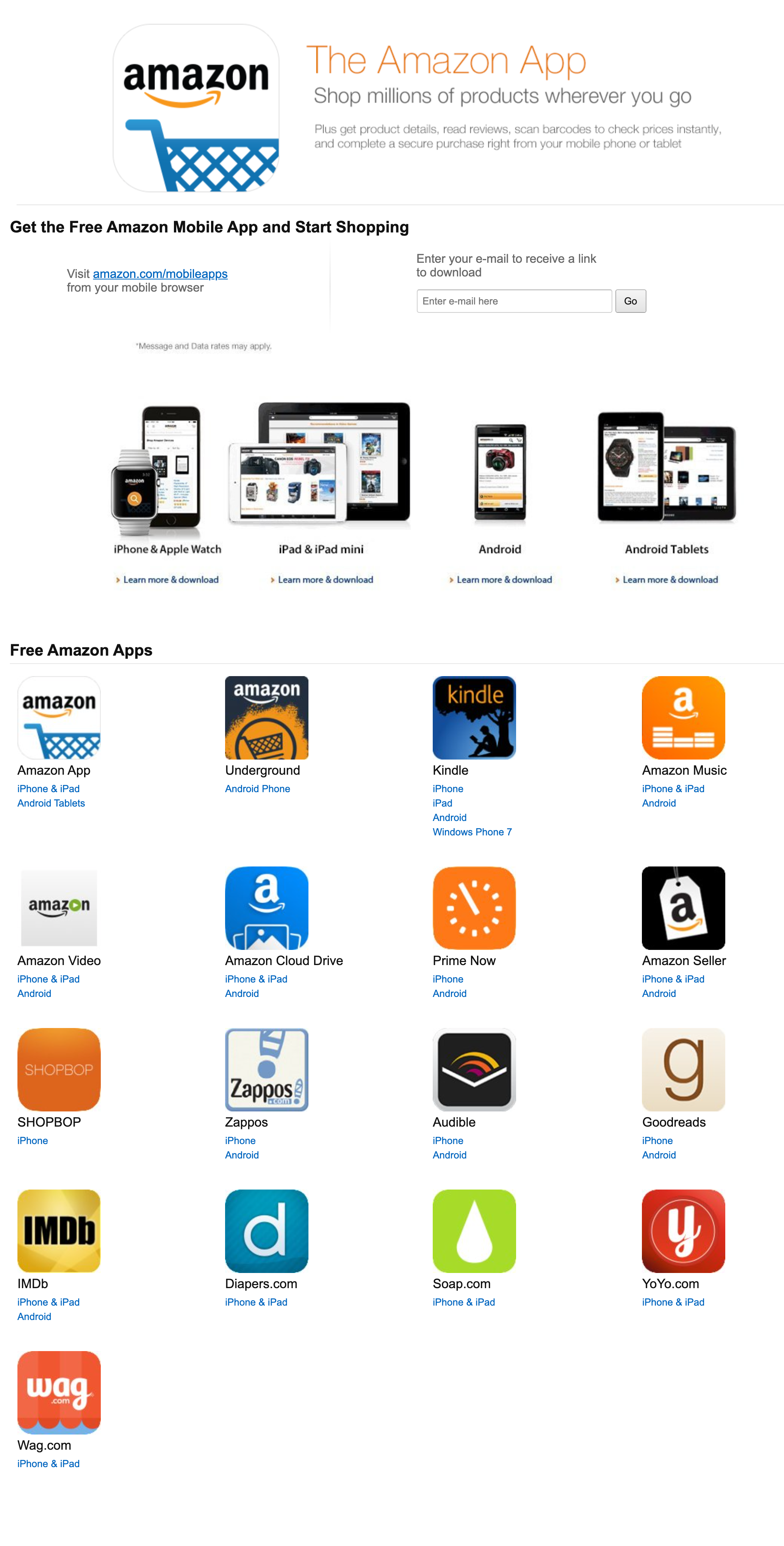 Above: earlier version of the Amazon app page 