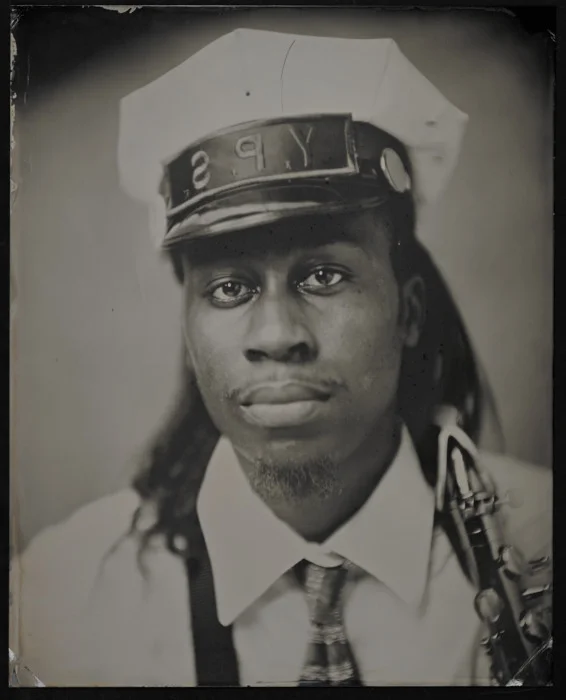 Johnie D'Arby, Young Pinstripe Brass Band, Tintype, 2013