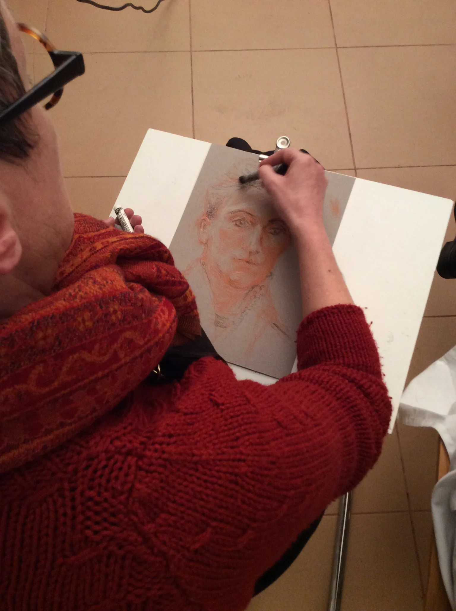 Portrait with dry pastel