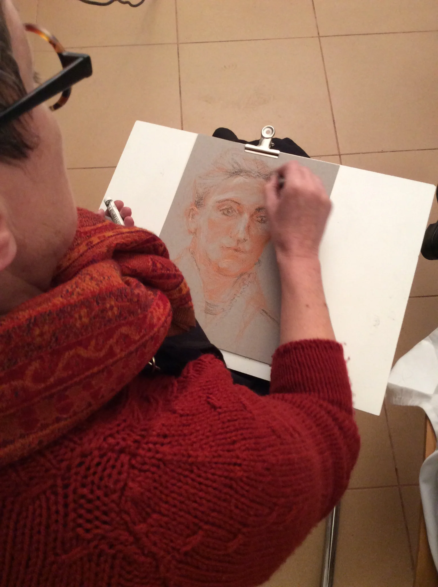 Retrato com pastel seco