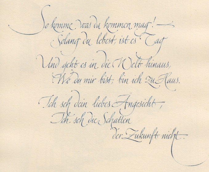 第二本素描本中於1942年的書寫作品,帶有後來 Zapfino 的韻味 ©The Kelly-Winterton Press