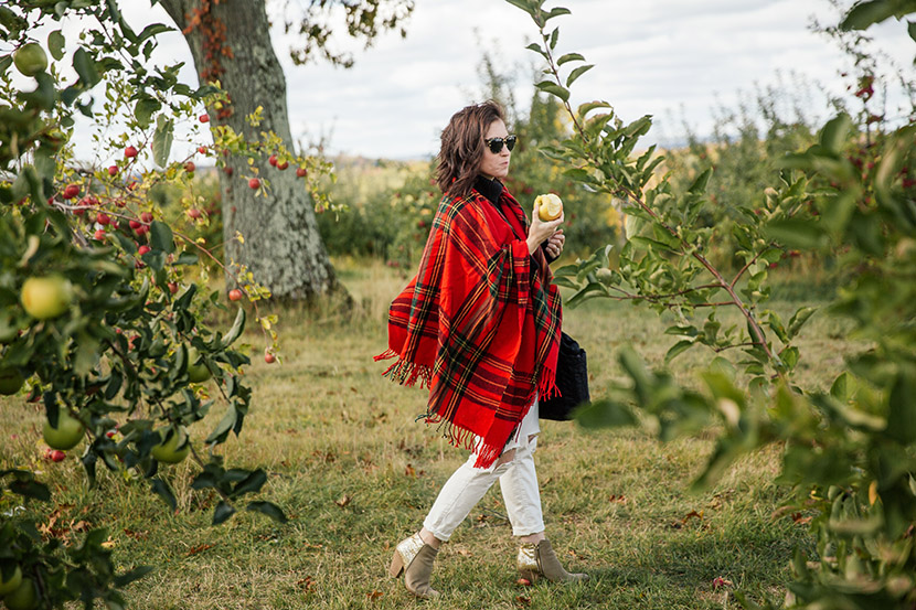 fall plaid outfit white jeans