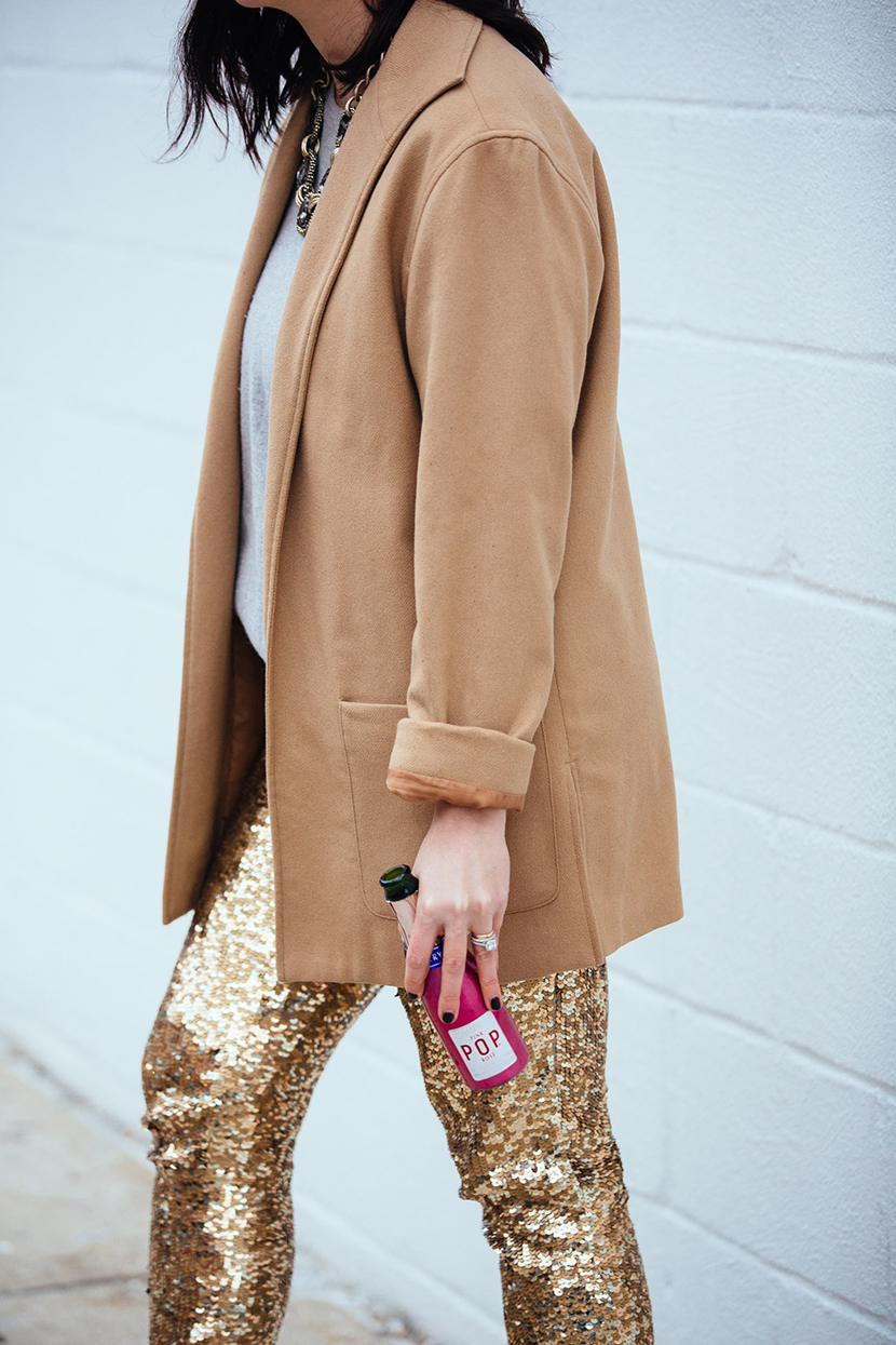 sequin party pants holiday outfit