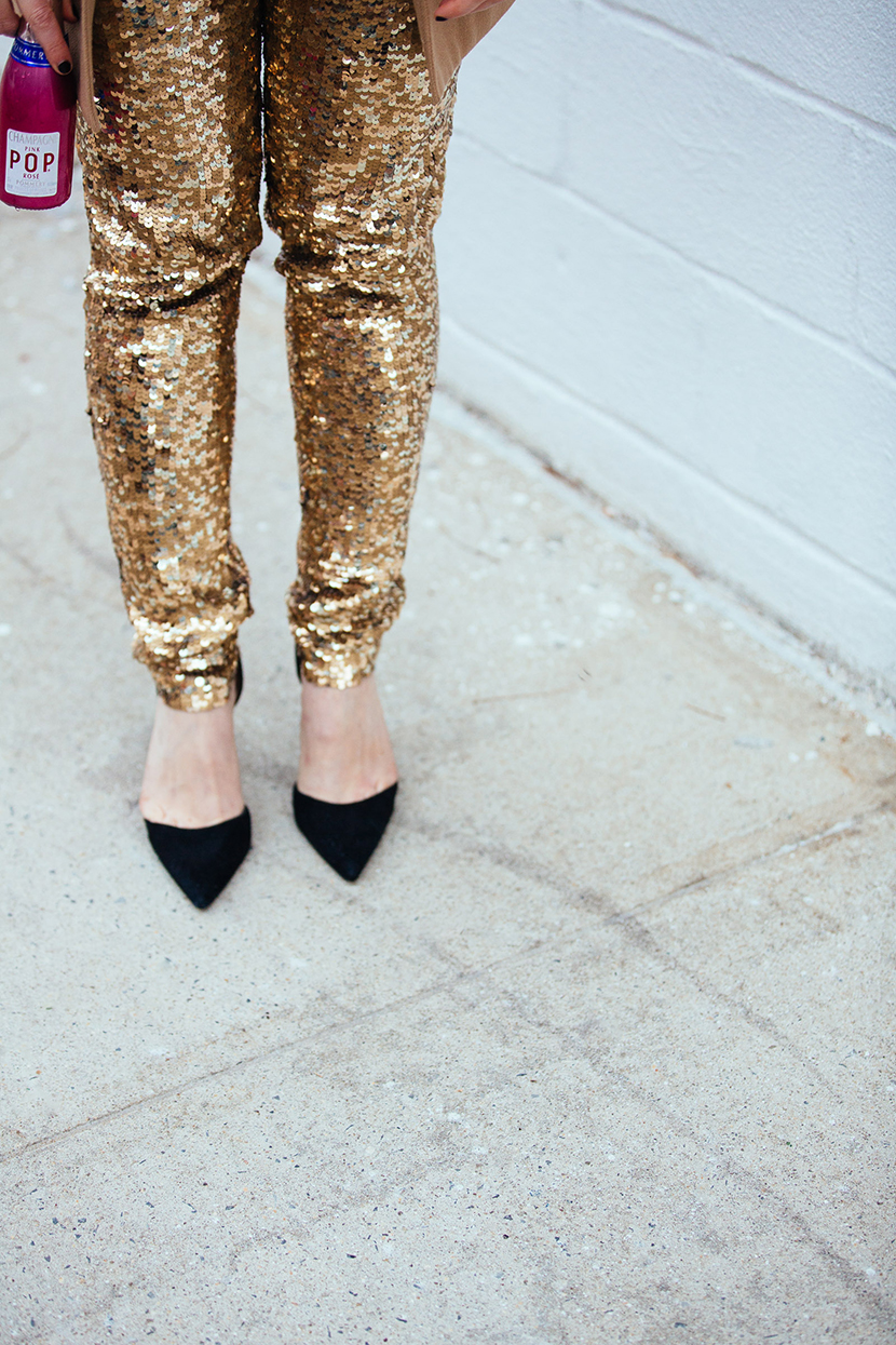 sequin pants outfit holiday fashion