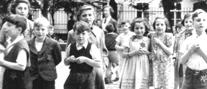 A photograph of Jewish children in Terezín taken during the inspection by the International Red Cross