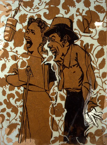 Burning Cigarette, 25"x17", acrylic, pencil & resin on masonite, 2008