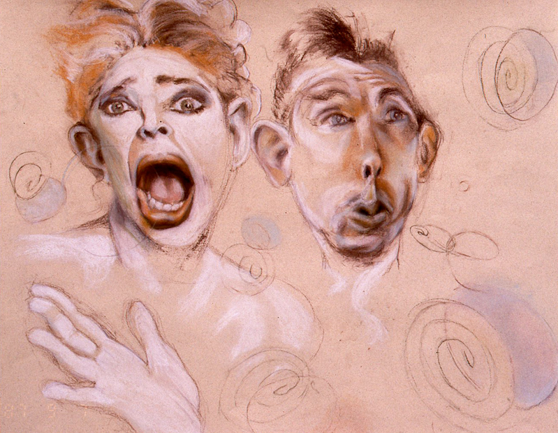 Aah Oou, 24"x18", conte crayon on paper, 2008