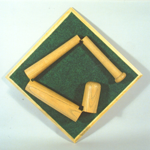Switch Hitter, 16"x16", baseball bat, felt & wood, 2007