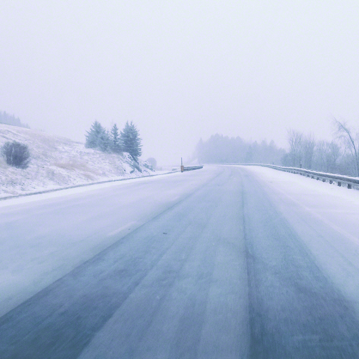 Empty, snowy highway
