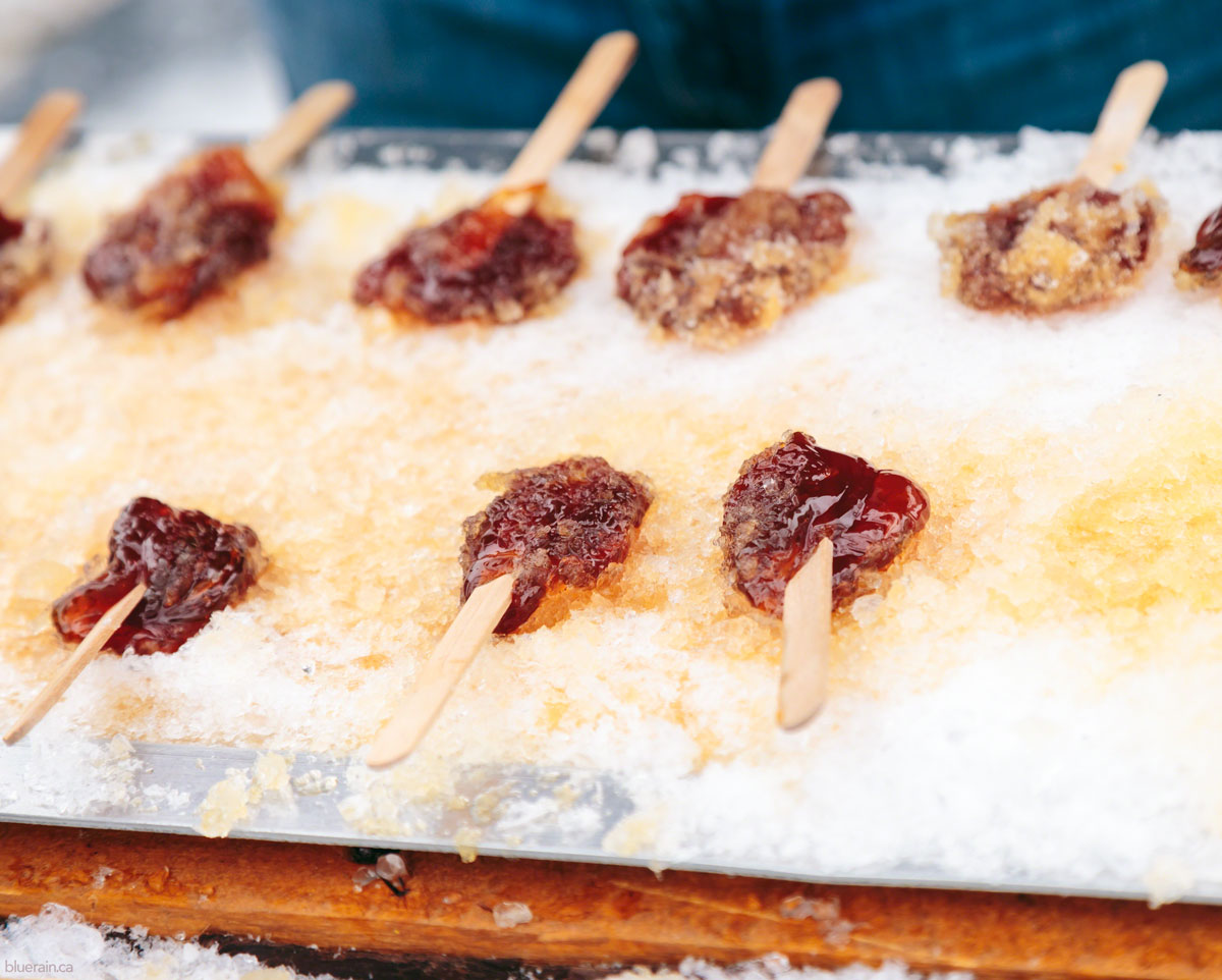 Maple syrup on a stick - rolled on ice