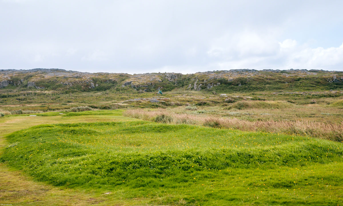 The original ruins, reburied to protect the site