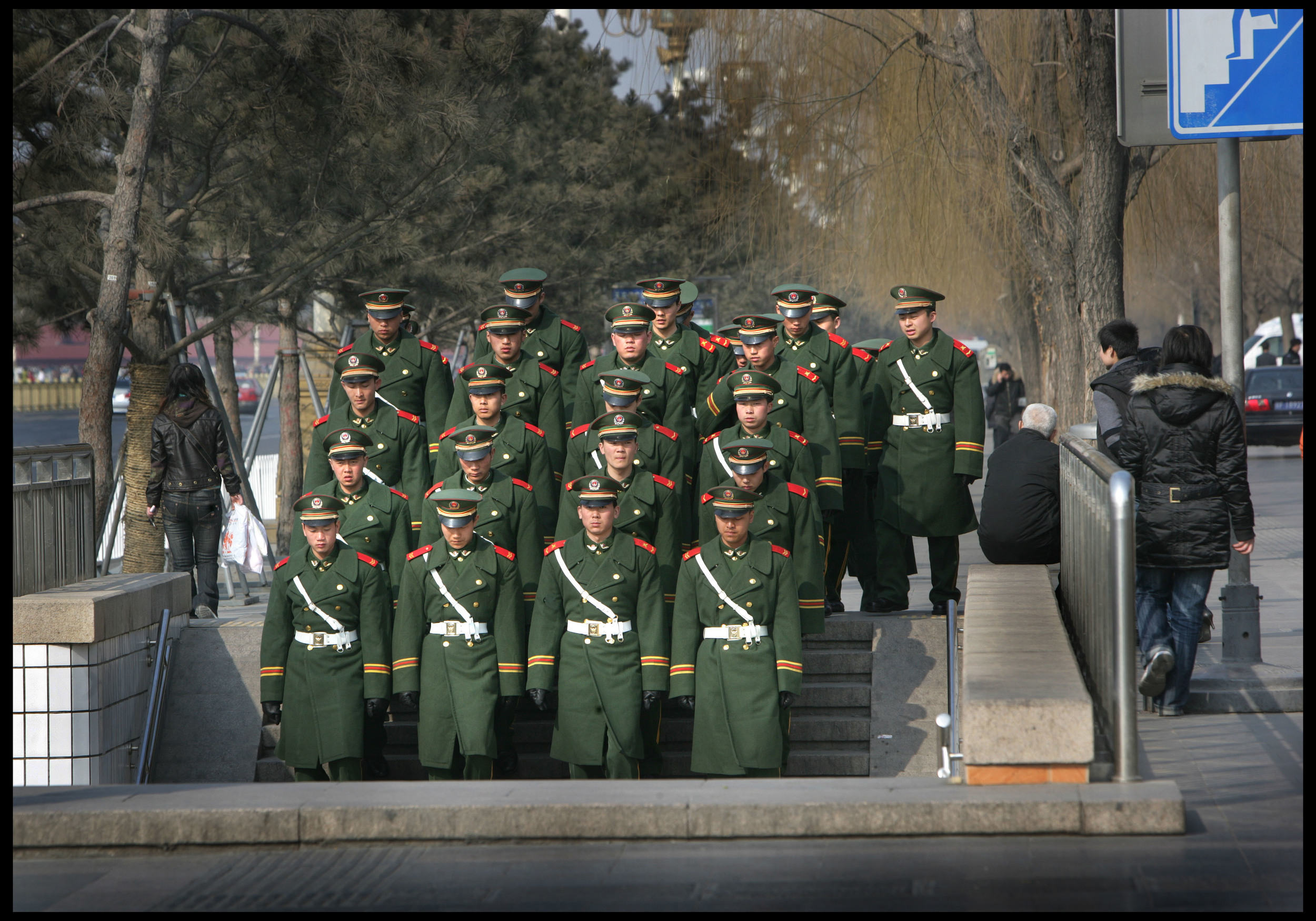 Soldiers going underground, Beijing