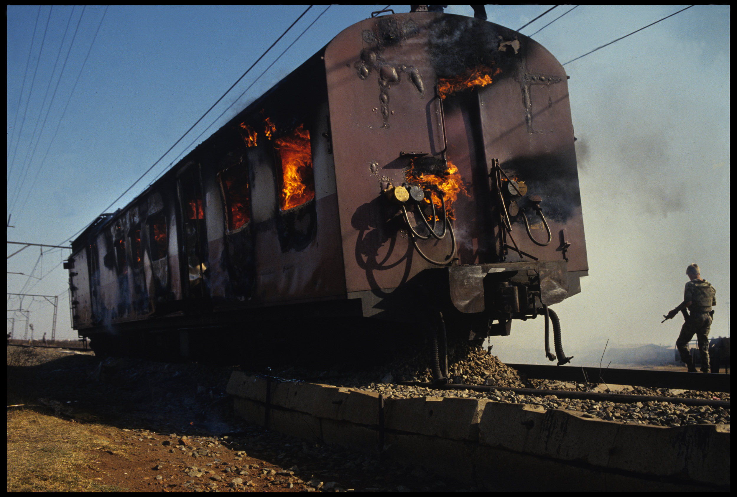 Sabotaged train, The Hostel Wars, Katlehong, Johannesburg
