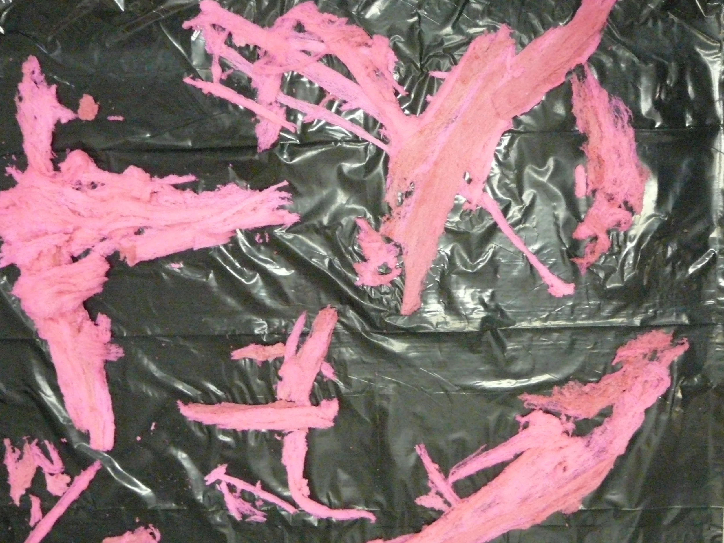 aftermath as spun sugar shrivels to its artificially colored and flavored 'natural' state