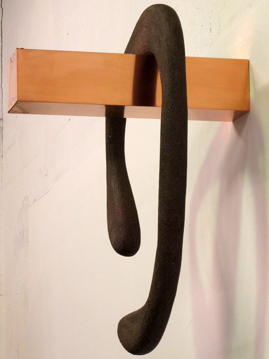 Vicissitude, side. Copper bar projects from wall 8 ft above ground