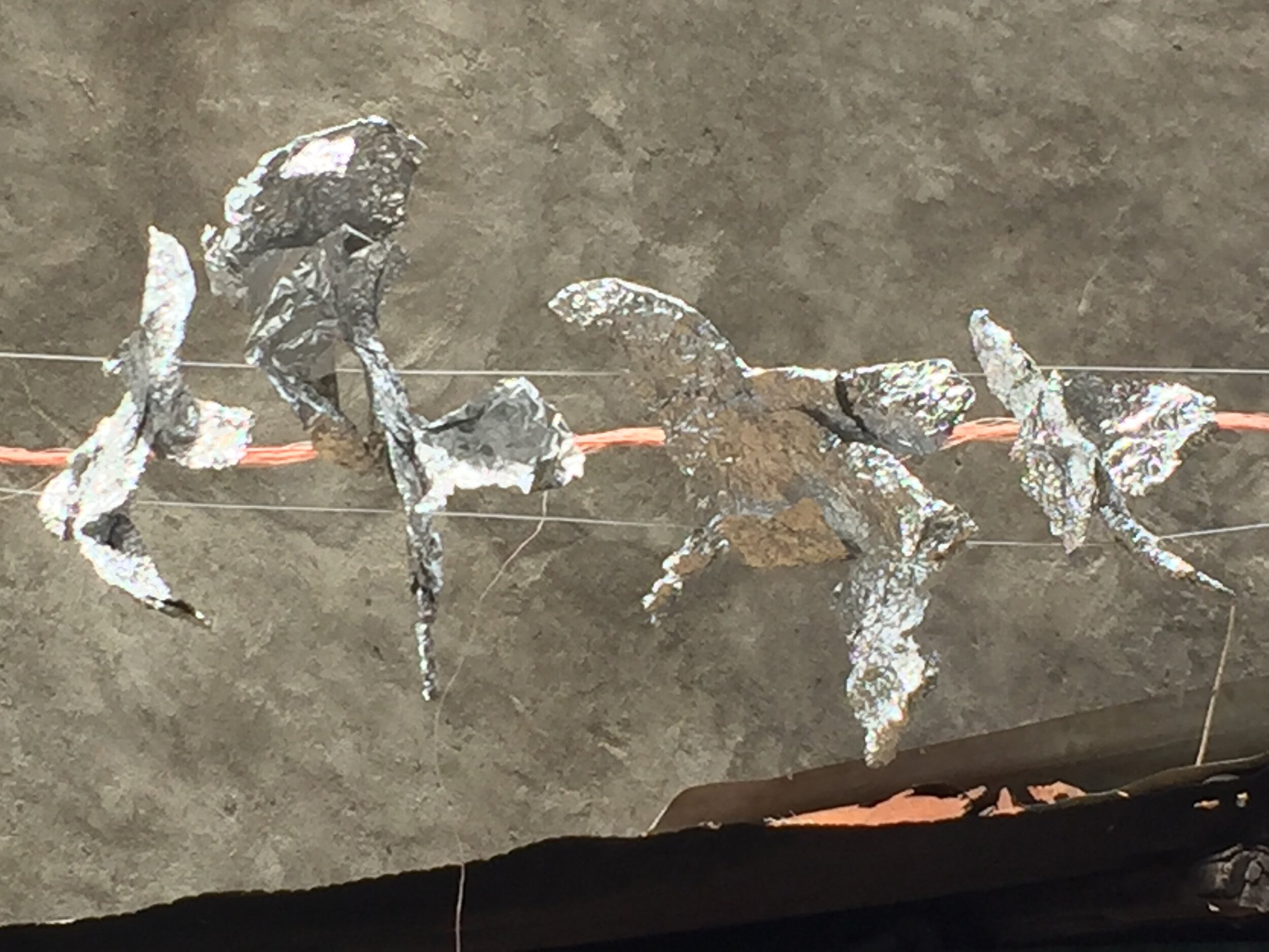 Aluminum foil birds take flight