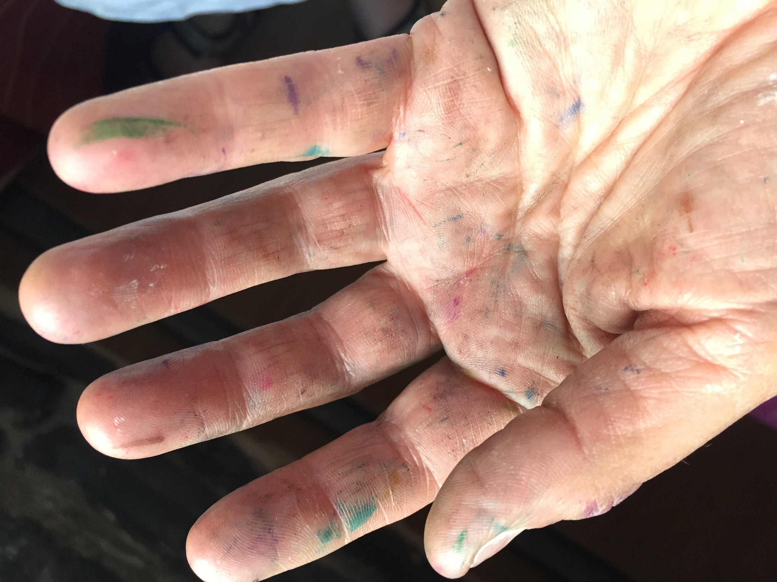 my hand by day's end: felt marker stigmata