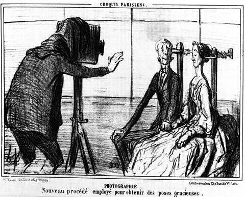 Daumier's satire on "Photography: the new procedure for capturing graceful poses"
