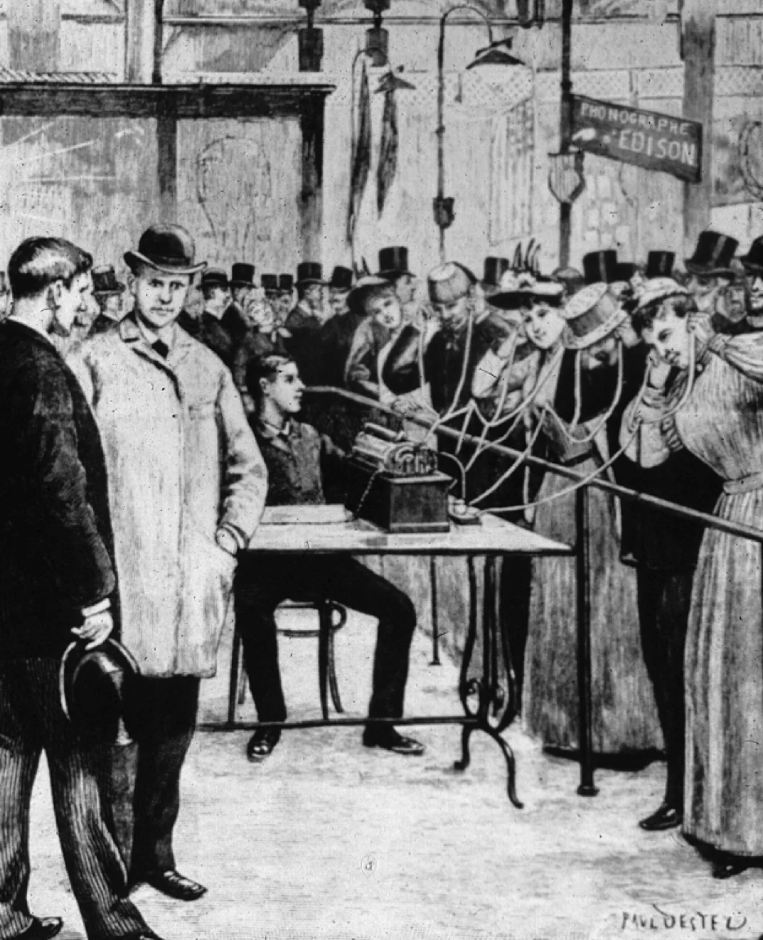 The Edison Phonograph listening room, 1878 exposition