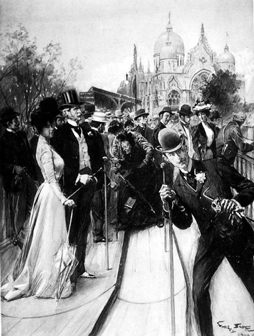 The Moving Sidewalk, with an allegory of maturity (left), old age (center) and youth (right)