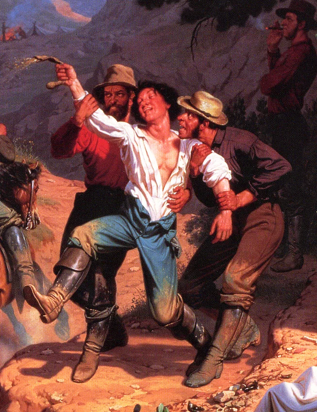Note that both of the drunkard's "friends" have their left ( sinister ) foot forward.