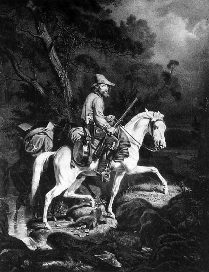 Miner Prospecting (lithograph), 1852