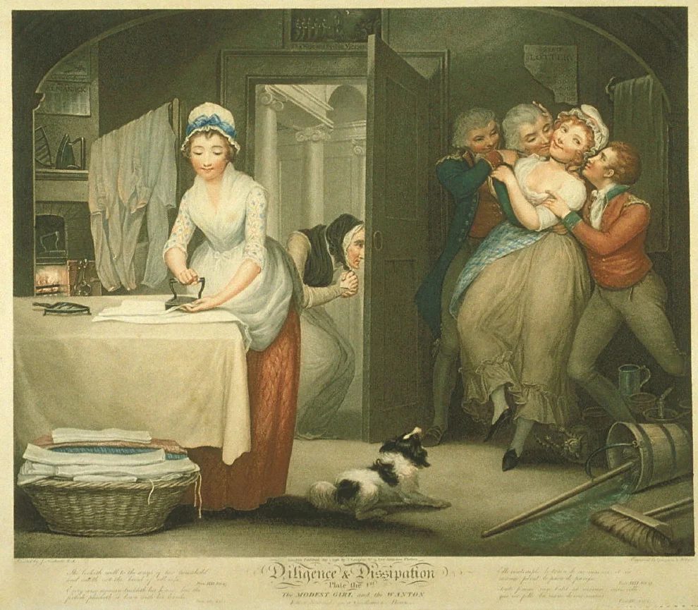 First plate of a series depicting the divergent fates of two working girls