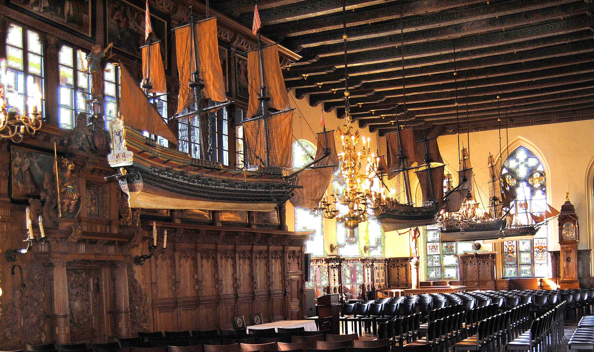 Model ships, honoring Bremen's maritime trade, from the 16th-18th centuries