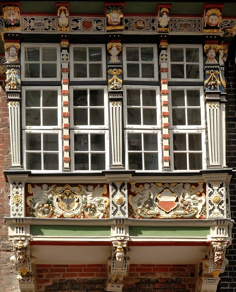 Decorated oriel and balcony
