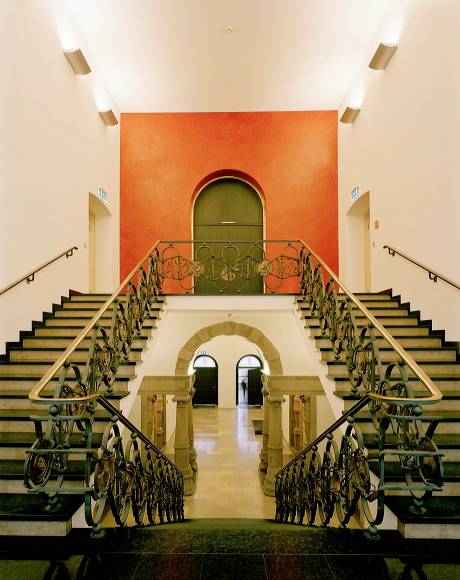 From the original building, only the stair railing remains in the ascent to the second floor