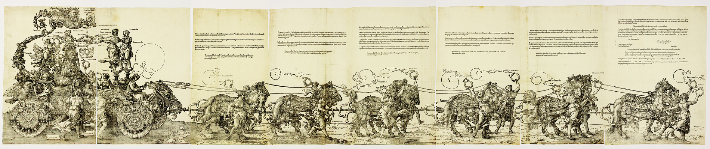 Print of the great triumphal Procession mural by Dürer in the Nuremberg City Hall