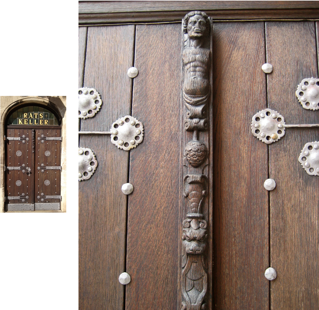 Ratskeller door and detail (photo by Wendy)