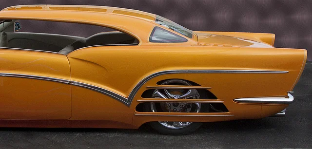 Detail of a radical custom that began life as a 1959 Buick