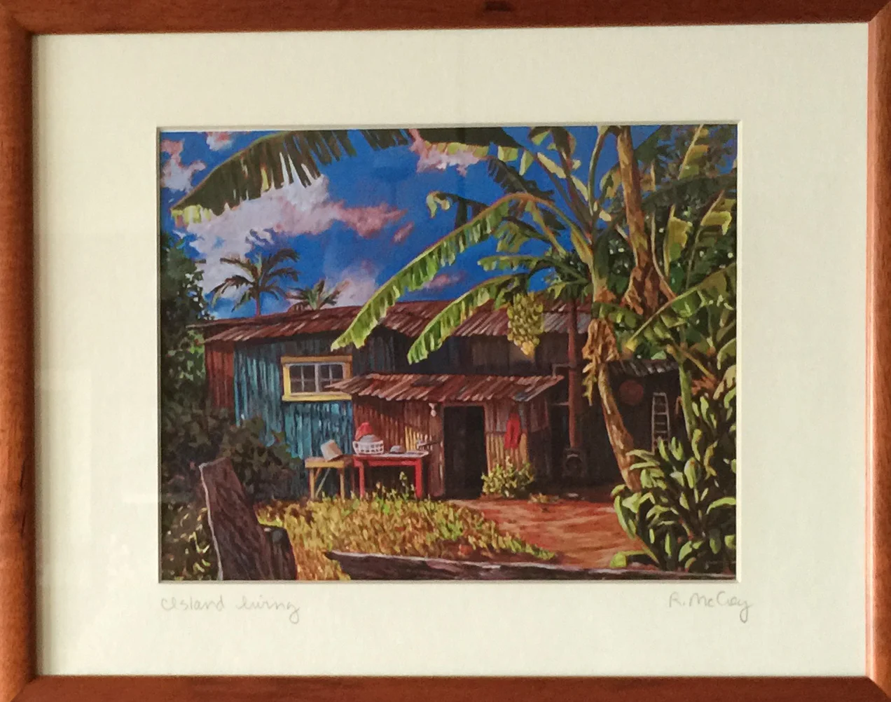 Watercolor by R. McCoy of the Simple Life With Warm, Abundant Nature in Kaua’i