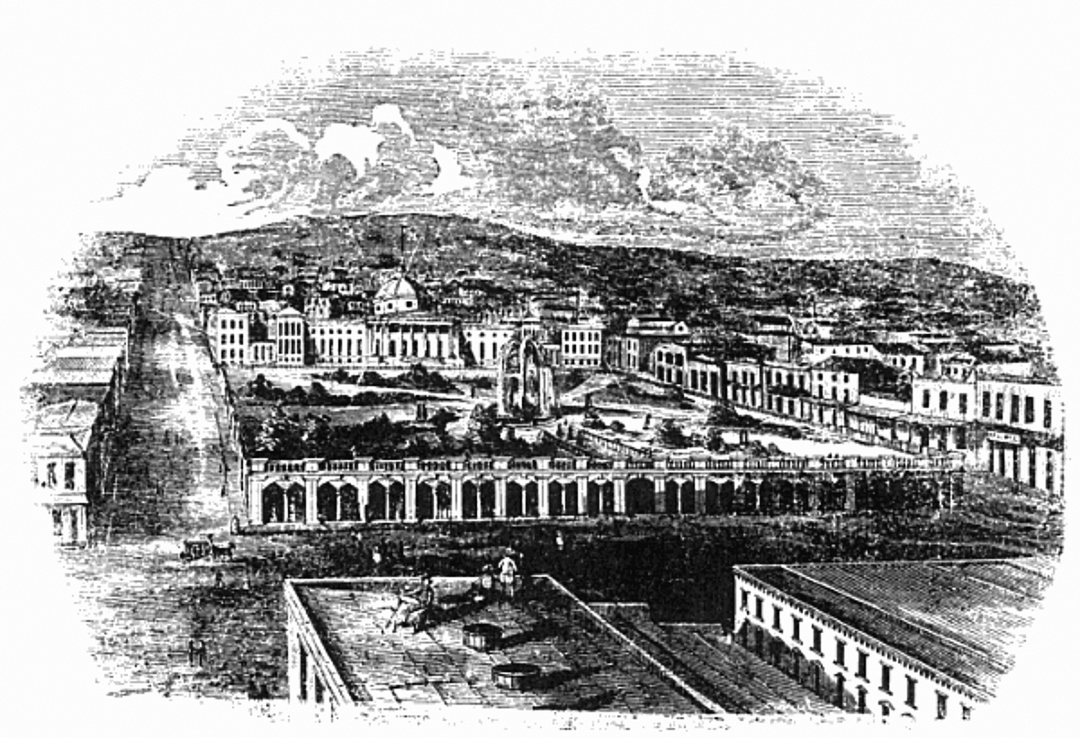 A plan by "Stewart" for a new city hall at Portsmouth Plaza, 1853