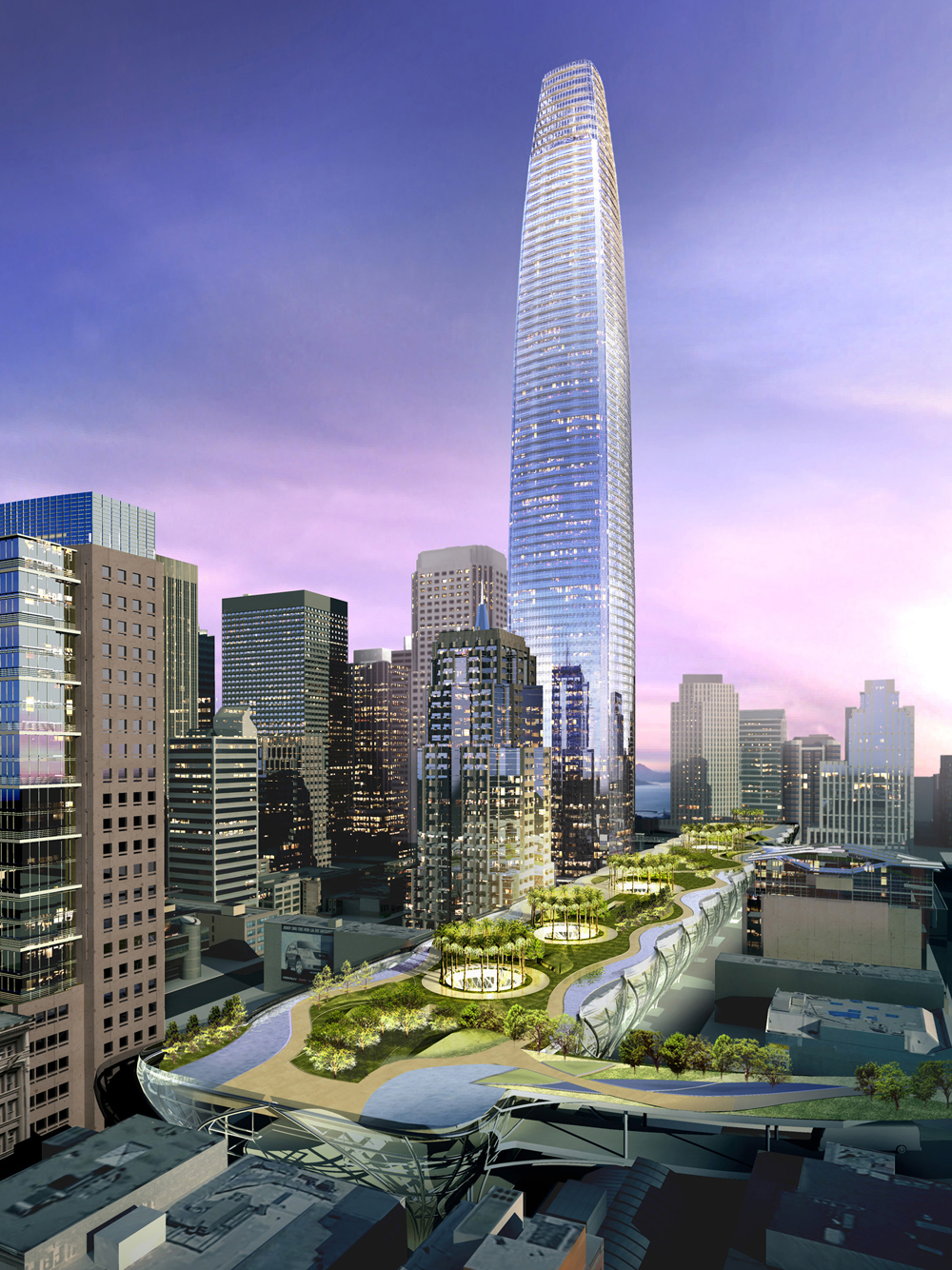 Transbay Terminal with elevated park, scheduled for completion in the fall, 2017 (Pelli, Ckarke, Pelli, architects)