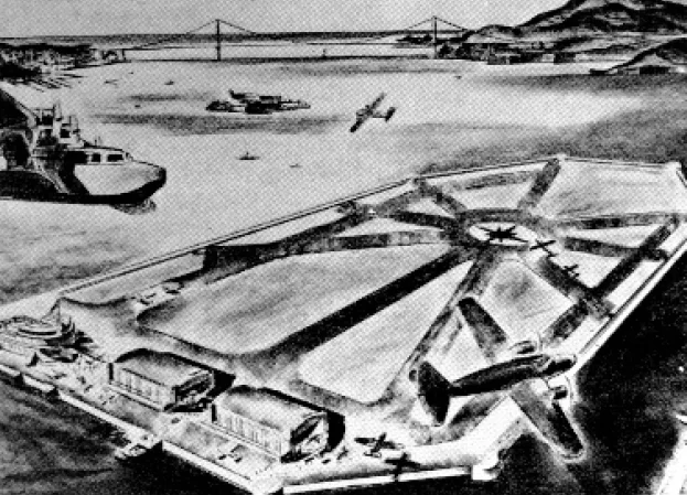 Scheme to make Treasure Island into a commercial airport after the closing of the Golden Gate International Exposition in 1940