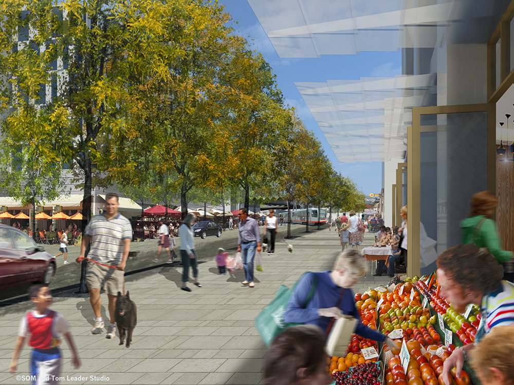Parkmerced Shopping Area (Skidmore, Owings and Merrill; Tom Leader Studio)