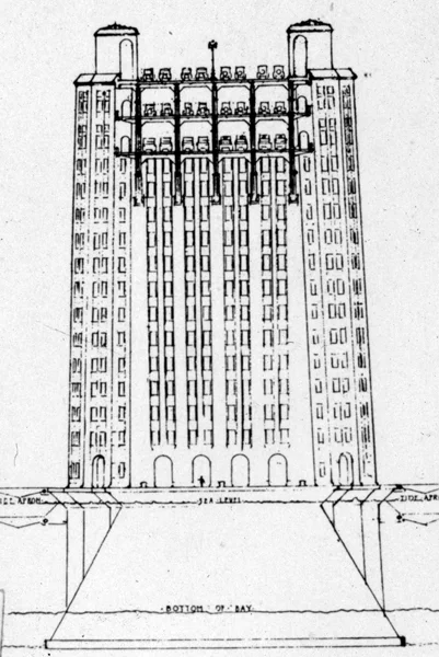 Cross-section of Mullgardt's habitable Bay bridge