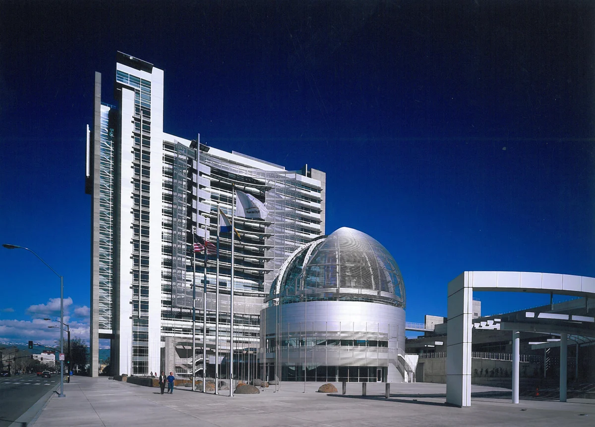 Newest city hall, designed by Richard Meier, at a cost of $382 million (according to some sources, the most costly city hall ever built in America)