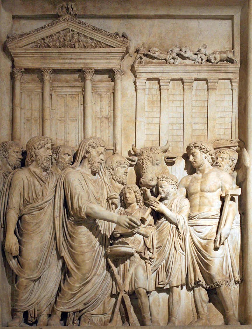 Marcus Aurelius prepares the sacrifice at the Feria Latina