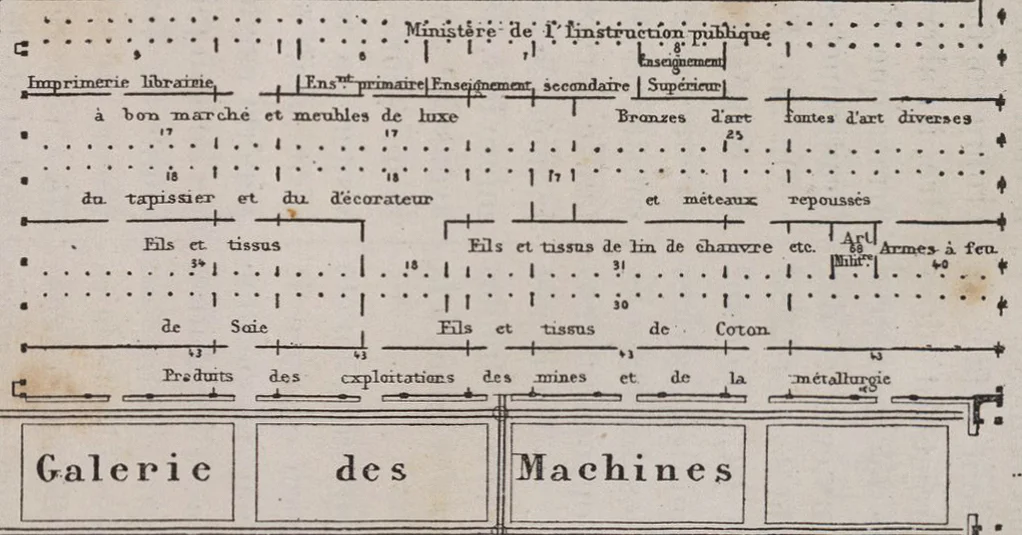 Detail of the1878 exposition plan (click the image for a larger view)
