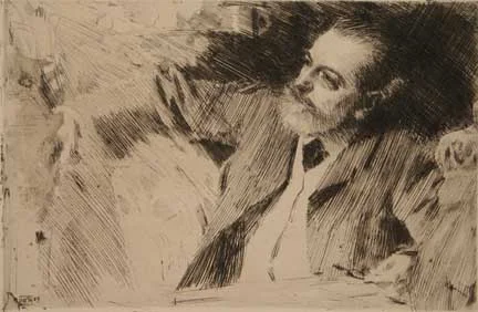 Antonin Proust, Exposition President, in 1889 -- etching by Anders Zorn