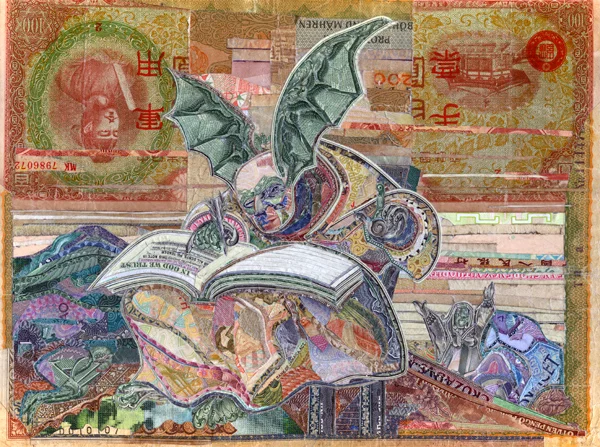Against the common good, after Goya, by C.K.Wilde, currency collage